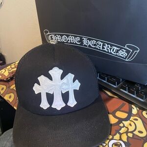 Chrome heart cemetery cross hat